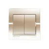 Выключатель Lezard DERIY, двойной, жемчужно-белый металлик, 702-3030-101