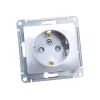Розетка Schneider Electric Glossa Алюминий с заземлением со шторками GSL000345