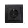 1-местная розетка STEKKER с заземлением, PST16-9013-03, 16А, с защитной шторкой, серия Эрна, черный 39479