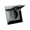 1-местная розетка STEKKER с крышкой с защитной шторкой с заземлением, 16А, Катрин, GLS16-7012-05, черный 39514, изображение 2