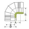 Сэндвич колено для дымохода нержавеющая сталь Eco Flue 0,5 мм D300х200 мм угол 90 градусов, изображение 2