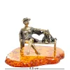 Фигурка Дама с собачкой (латунь, янтарь)