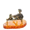 Фигурка Дама с собачкой (латунь, янтарь), изображение 2