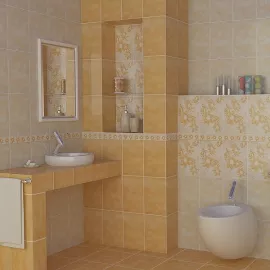 Бордюр керамический НЗКМ Валентино Георгин песочный 200х57 мм, изображение 2