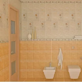 Бордюр керамический НЗКМ Валентино Цветы песочный 200х57 мм, изображение 2