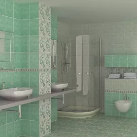 Бордюр керамический НЗКМ Валентино Георгин зеленый 200х57 мм, изображение 2