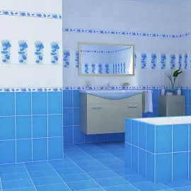 Бордюр керамический НЗКМ Альба Маки лазурный 200х57 мм, изображение 2