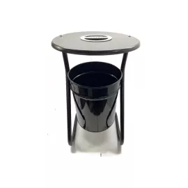 Металлическая уличная урна ПРОФМЕТСТИЛЬ черная, с пепельницей 609, изображение 2