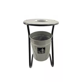 Металлическая уличная урна ПРОФМЕТСТИЛЬ серая, с пепельницей 603, изображение 2