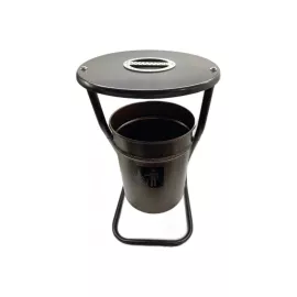 Металлическая уличная урна ПРОФМЕТСТИЛЬ коричневая, с пепельницей 602, изображение 2