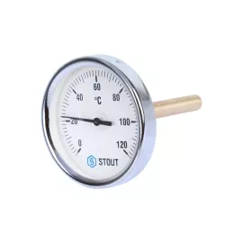 Термометр биметаллический с погружной гильзой Корпус Dn 100 мм, гильза 100 мм STOUT SIM-0001-101015 RG008UHJ70M6Q4