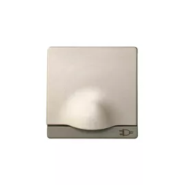 Накладка с крышкой и защитными шторками для двухполюсной розетки с заземлением Simon, S82, S82N, шампань С82090-0034