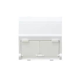 Адаптер Simon со шторками на 2 коннектора AMP UTP, FTP, SYSTYMAX RJ12, UTP, S27, белый 27086-35