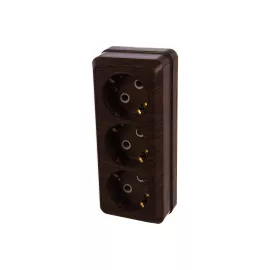 Розетка Intro 220610 3х2PE, 16А, 250В, IP20, ОУ, Quadro, венге Б0036147, изображение 2