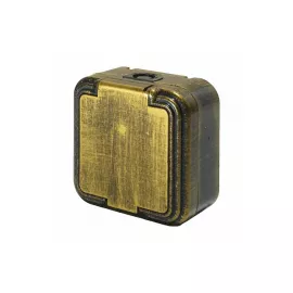 Розетка duwi о/п б/з 1-местная серия Palazzo с крышкой IP54, бронза патина 26430 9