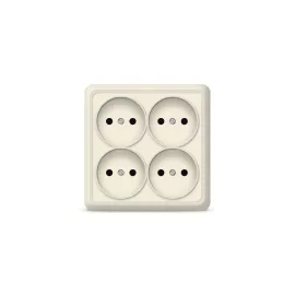 Розетка UNIVersal Олимп 4-ая б/з слоновая кость ivory квадрат 1170