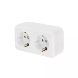 Розетка Bylectrica 2-местная ОУ с заз.конт. со шторкой, серия ПРАЛЕСКА, белый, РА16-274