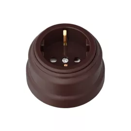 Розетка Bylectrica РА16-0202 1-местная с заз. контактом 16А ОУ, серия РЕТРО, шоколад