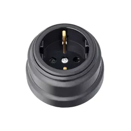 Розетка Bylectrica РА16-0206 1-местная с заз. контактом, со шторками 16А ОУ, серия РЕТРО, черный