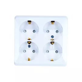 Розетка Schneider Electric 4-м ОП Этюд 16А 250В защитные шторки, с заземлением, белая SchE PA16-208B 293415