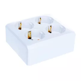 Розетка Schneider Electric 4-м ОП Этюд 16А 250В защитные шторки, с заземлением, белая SchE PA16-208B 293415, изображение 2