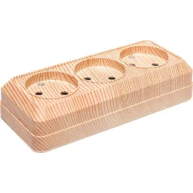 Розетка UNIVersal Олимп 3-ая б/з сосна 1172, изображение 2