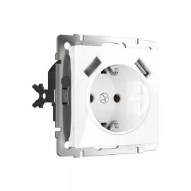 Розетка WERKEL W1171501 с заземлением, шторками и USBх2, белая a051141