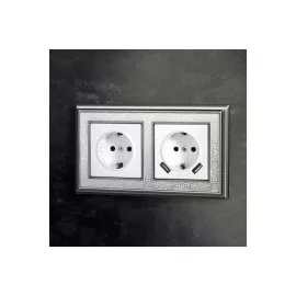 Розетка WERKEL W1171501 с заземлением, шторками и USBх2, белая a051141, изображение 2