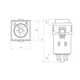 Реле времени Emas 6,0-60 сек 24В AC-DC RZ1A2C60S-2, изображение 2