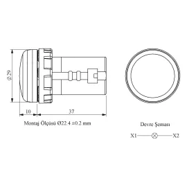 Сигнальная арматура Emas моноблочная 220 В синяя с ячеистым стеклом MBSP220M, изображение 2