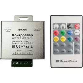 Контроллер Apeyron RGB, 12/24В, 288/576Вт, 3 канала х 8А, IP20, пульт кноп, радио/04-39, изображение 2