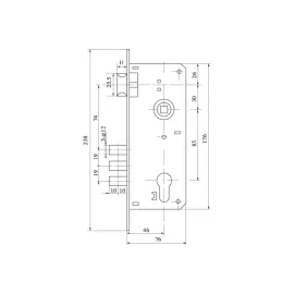 Врезной цилиндровый замок с защелкой, в комплекте с ручкой Fuaro SET F9013 SN/CP мат ник/хром, 5 кл. 27075, изображение 2