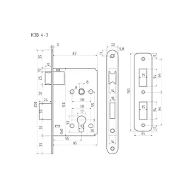 Корпус замка НОРА-М КЗВ 4-3 55 мм золото 9770, изображение 2