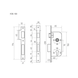 Корпус замка НОРА-М КЗВ-100 70 мм мат. никель 17193, изображение 2