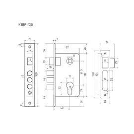 Корпус замка НОРА-М КЗВР-120 62 мм золото 9438, изображение 2
