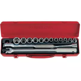 Набор торцевых головок с принадлежностями (1/2", шестигранные, 8-27 мм, 15 предметов) KING TONY 4501MR