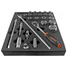 Набор торцевых головок с аксессуарами Ombra OMT26STE 1/2 DR в EVA ложементе 280х375 мм, 26 предметов 56134, изображение 2
