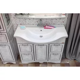 Тумба Sanflor Адель 100 белая/патина серебро, под раковину Эльбрус 100 Н0000000754, изображение 2