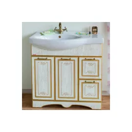Тумба Sanflor Адель 82R белая/патина золото, под раковину Коралл 83R Н0000001074, изображение 2