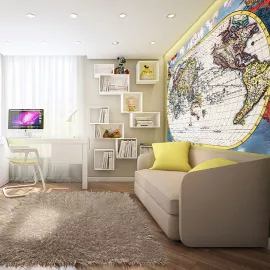 Фотообои виниловые на флизелиновой основе Decocode Карта мира 13-0313-GE 2,5х1,3 м, изображение 2