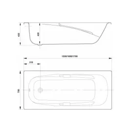 Стальная ванна GALA VANESA 150х75х42, ручки, звукоизоляция, anti-slip 6735001 00000055524, изображение 2