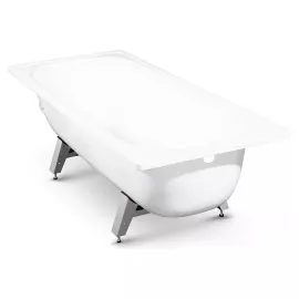 Стальная ванна ВИЗ ANTIKA 160x70x40 см, с опорной подставкой, с рантом, белая орхидея A-60001, изображение 2