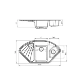 Мойка GRANFEST CORNER GF-C--1040E мрамор, угловая, 1039х560 мм, песочный  C-1040 E пес, изображение 2