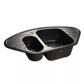 Мойка GRANFEST CORNER GF-C--960E мрамор, угловая, 950х505 мм, черный C-960 E чер