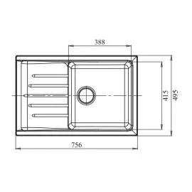 Мойка GRANFEST PRACTIK GF-P-760L мрамор, чаша с крылом, 756х495 мм, серый P-760 L сер, изображение 2