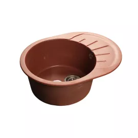 Мраморная мойка GRANFEST RONDO чаша с крылом 579*445 мм красный марс GF-R--580L