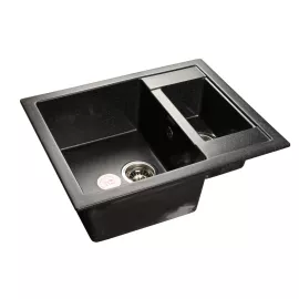 Мойка GRANFEST QUADRO мрамор, 1.5 чаши, 610х500 мм, черный Q-610 K чер