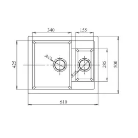 Мойка GRANFEST QUADRO мрамор, 1.5 чаши, 610х500 мм, черный Q-610 K чер, изображение 2
