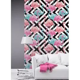 Фотообои виниловые на флизелиновой основе Decocode Фламингомания 14-0491-AR 2х2,8 м, изображение 3