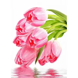 Фотообои виниловые на флизелиновой основе Decocode Тюльпаны над водой 21-0013-FW 2х2,8 м